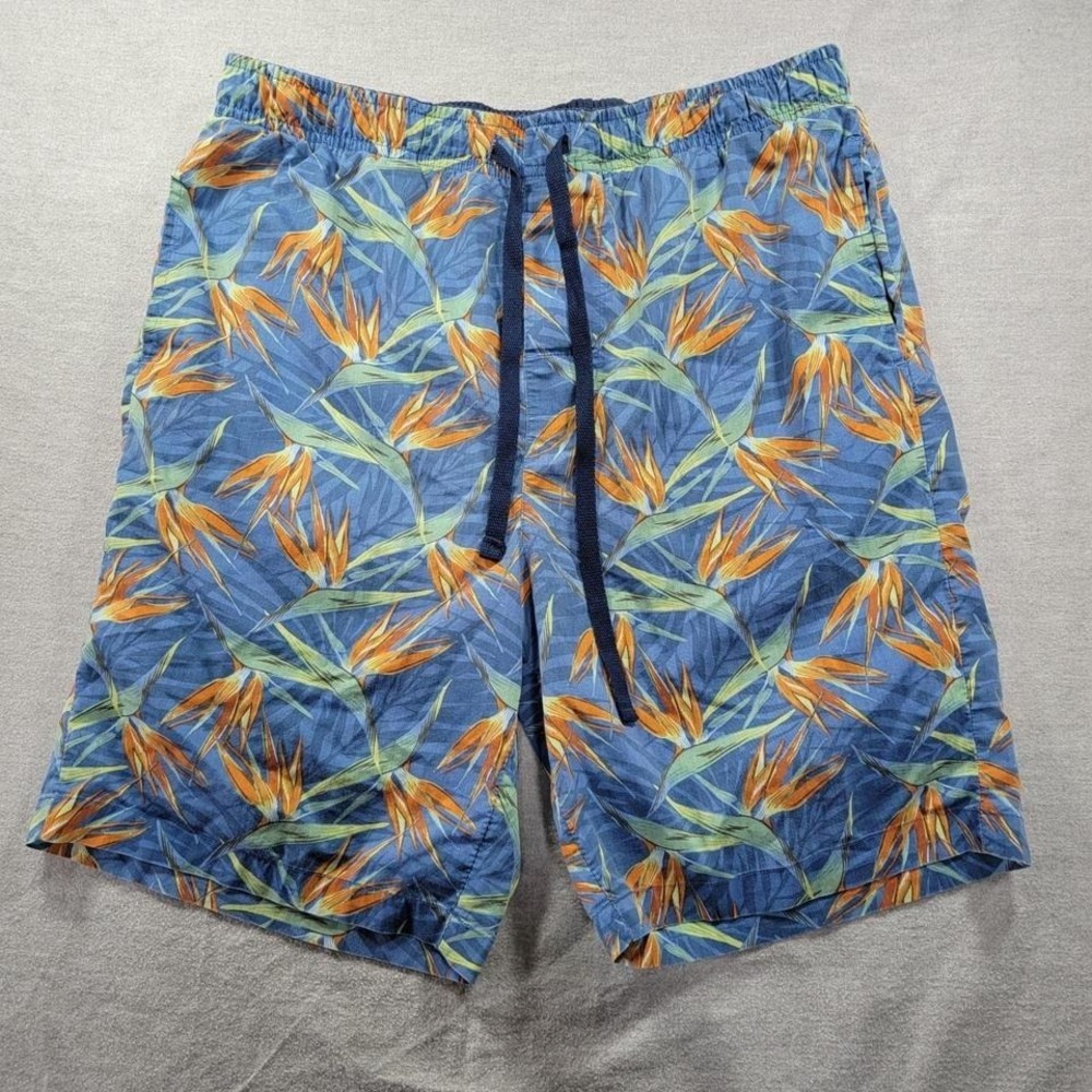 Croft & Barrow Mens Bird of Paradise Floral Shorts Medium Drawstring Elastic